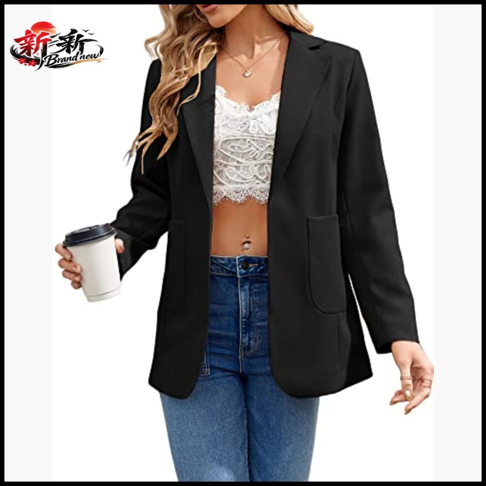 Lightweight Polyester Blend Blazer Open Front Lap… - image 2